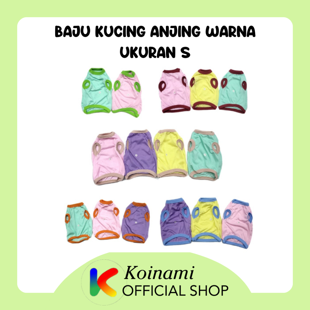 BAJU KUCING ANJING WARNA UKURAN S / #0066 / KAOS UNTUK KUCING ANJING