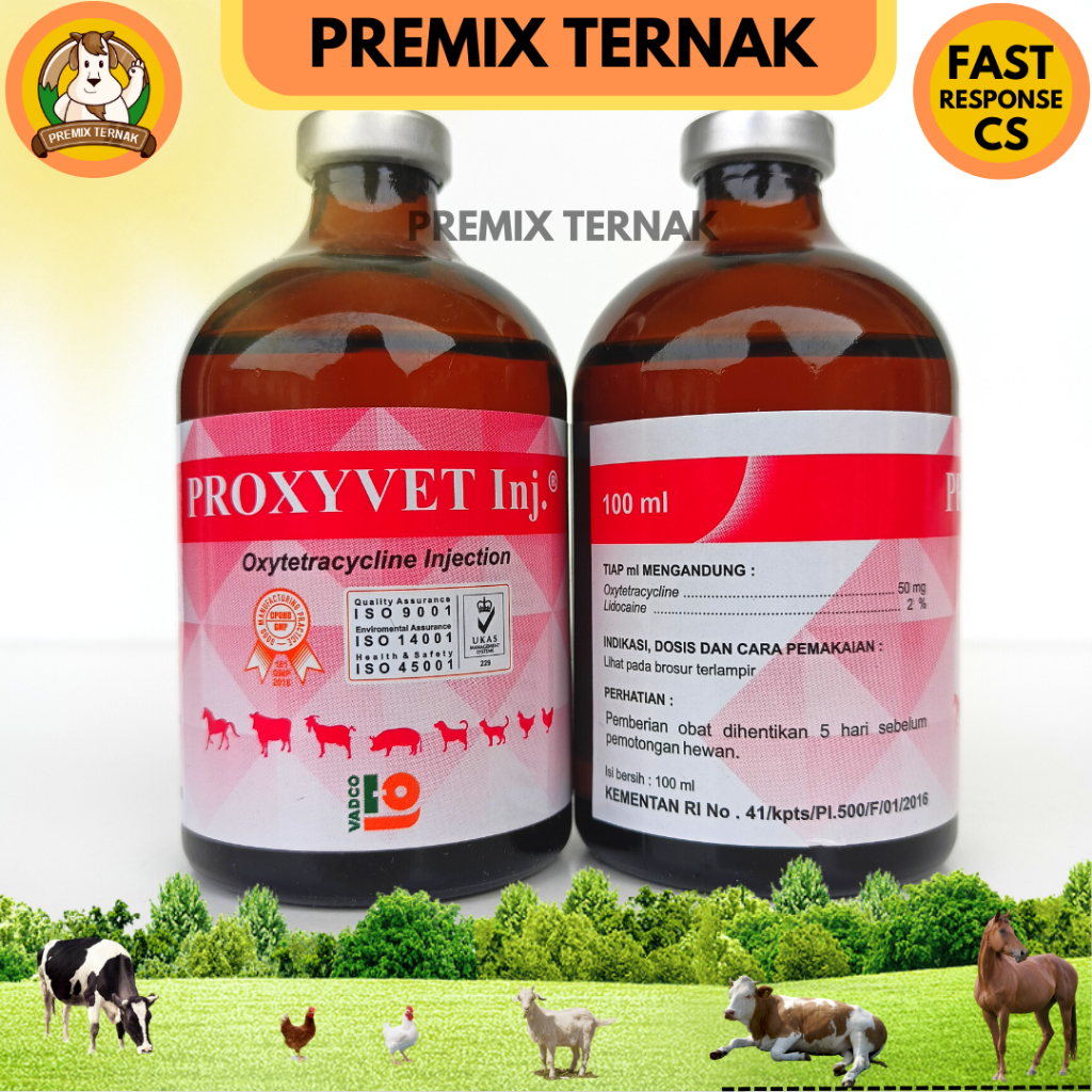 PROXYVET INJ 100ml - Antibiotik spektrum luas hewan - Mirip kaloxy vet - Vet oxy sb - Limoxin 50