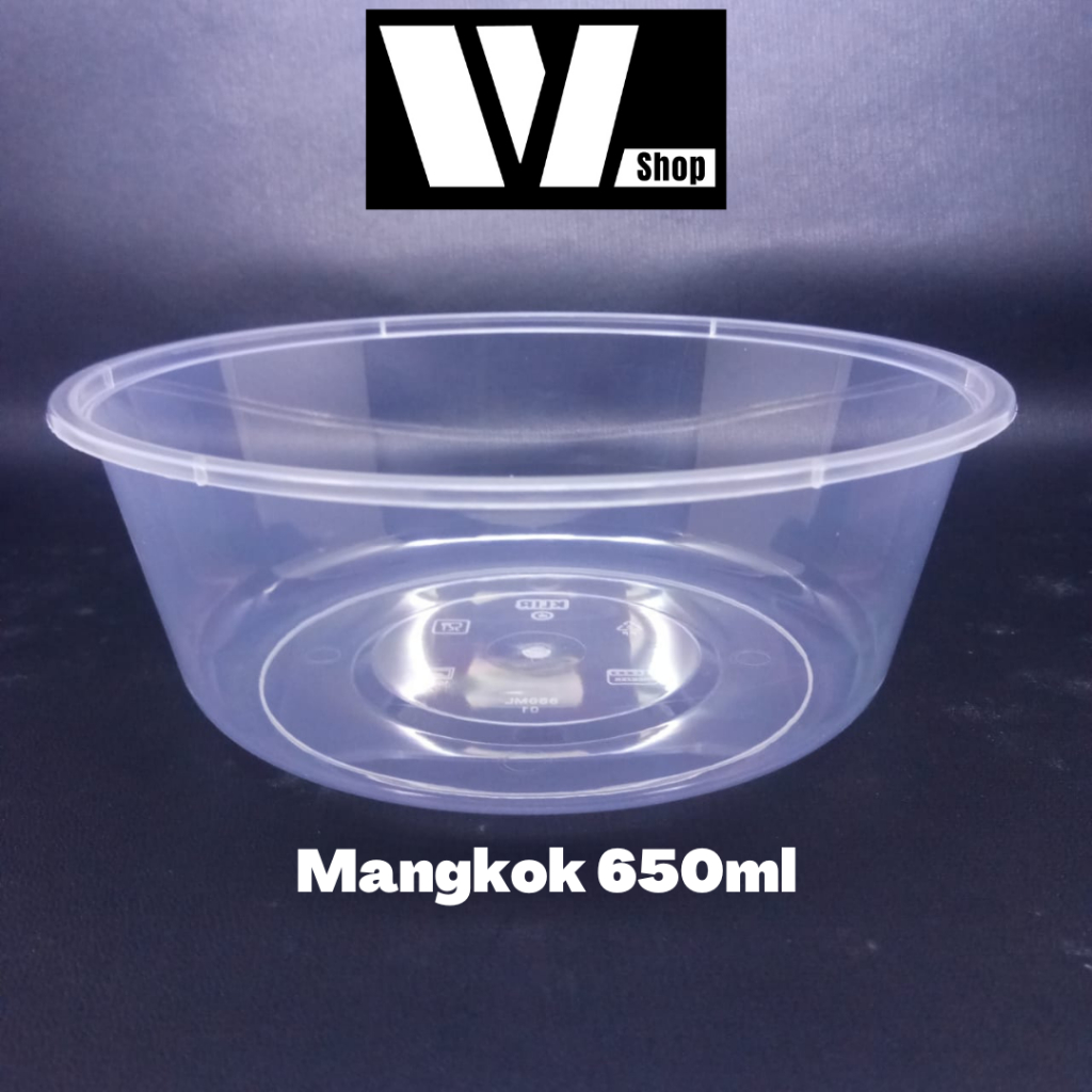 Mangkuk Plastik 650ml Thinwall Klir Mangkok Makan Plastic Tempat Makanan Thin wall 650 ml Kuah Dengan penutup WL Shop