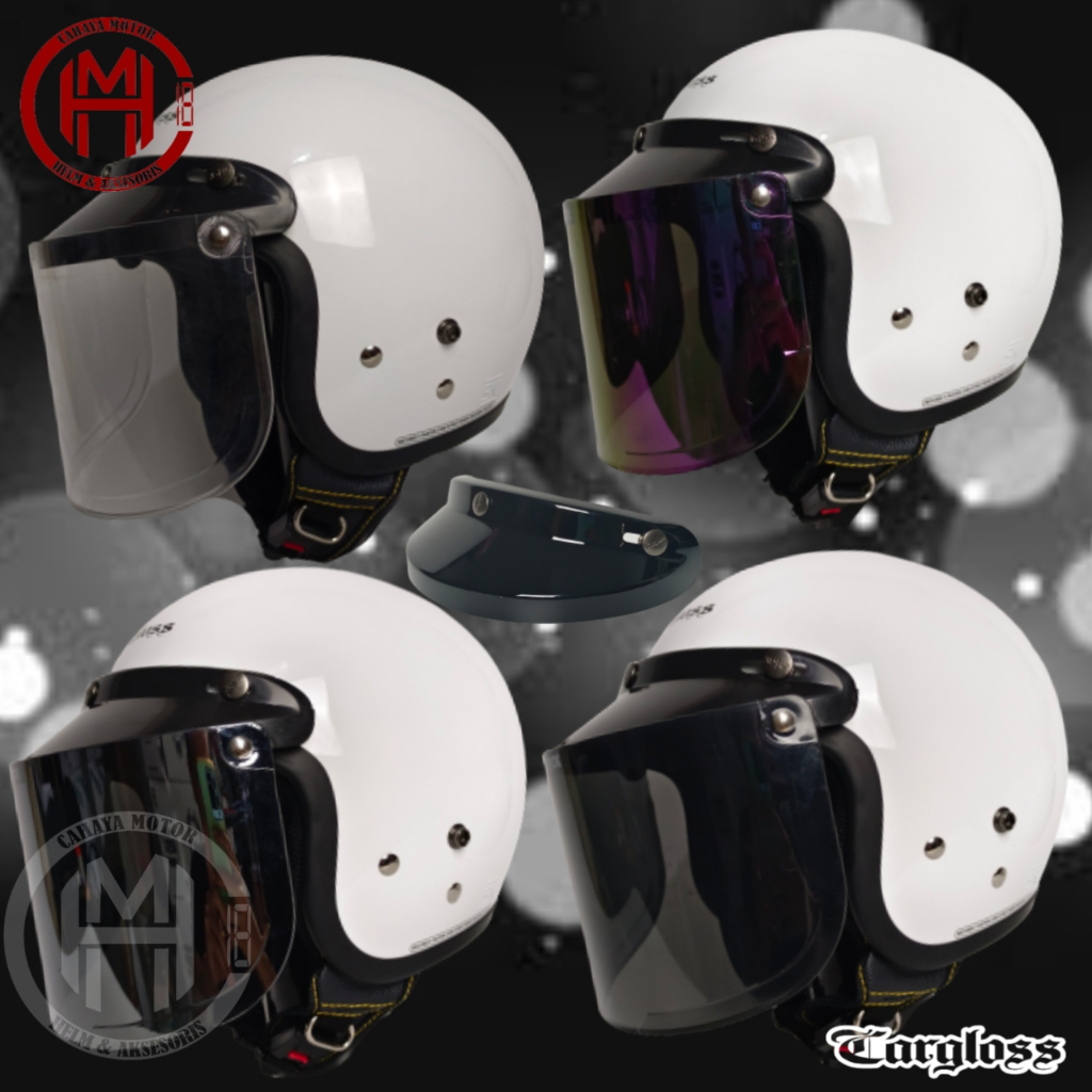HELM CARGLOSS CFM ORIGINAL SUPER WHITE/PUTIH PLUS KACA
