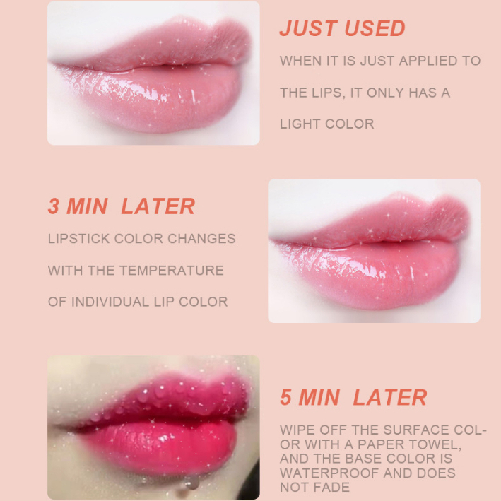 Lazy Lips Moisturizing Lip Glow Lipstik Change Color Pink Tahan Lama mudah di gunakan