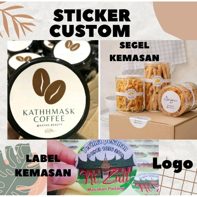 

Stiker Kemasan, Logo/ Sticker Cutting Label Custom ( bahan kertas Cromo) Free Cutting