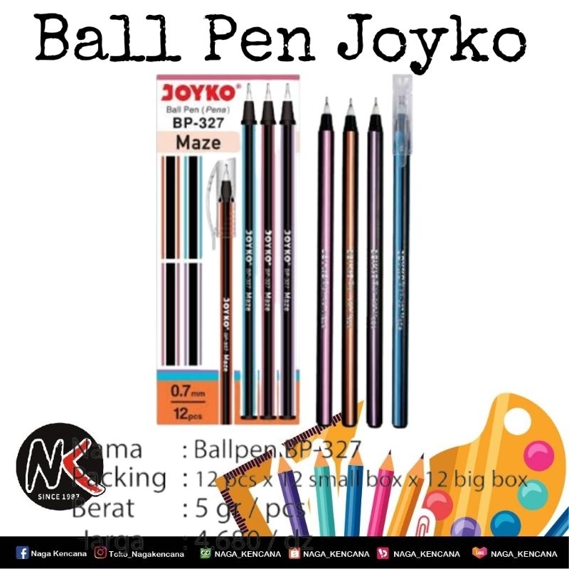 

Ballpoint / Ballpen / Bolpen / Bolpoin / Balpoin / Pulpen / Pena Joyko BP-327 Maze Black 0.7