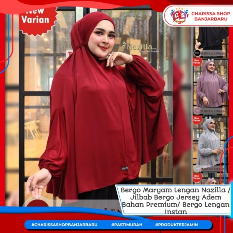 Bergo Maryam Lengan Nazilla / Jilbab Bergo Jersey Adem Bahan Premium/ Bergo Lengan Instan