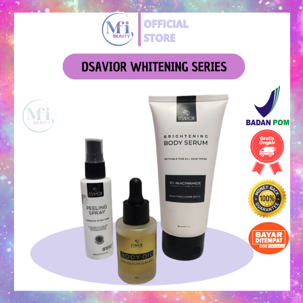 (FREE GIFT) DSAVIOR PAKET BODY BRIGHTENING SERUM &amp; PEELING SPRAY BPOM HALAL MUI AGEN RESMI