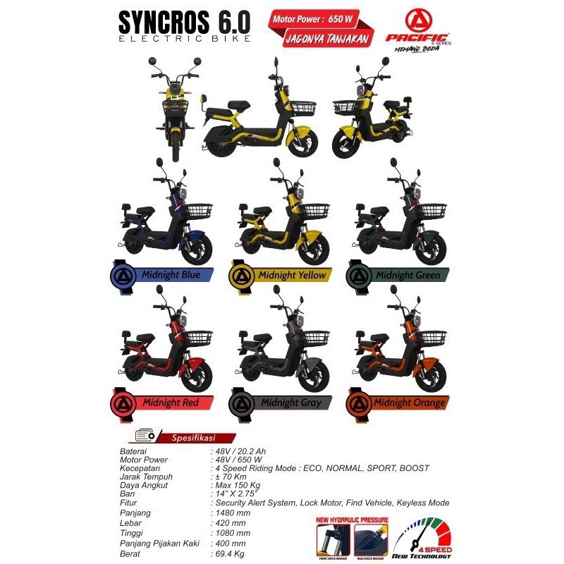 PACIFIC SYNCROSS 6.0 SEPEDA LITSRIK GARANSI RESMI PASIFIC TERMURAH