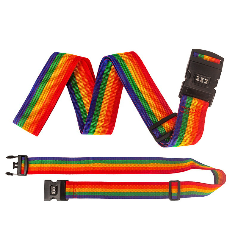 Tali Strap Pengaman Koper Tebal 2 M &amp; 4 M Travel Tali Pengikat Koper Serba Guna Strap Rainbow Tali Koper Strap Tebal Koper Kunci kombinasi 3 digit Sabuk Pengikat Luggage Strap Belt