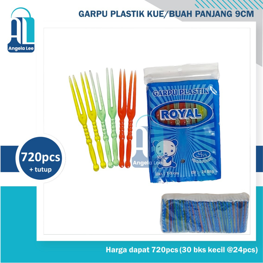 Garpu Plastik Kecil Kue Ulang Tahun Tar Buah Bolu Pesta Puding Warna Warni 9cm isi 12btg