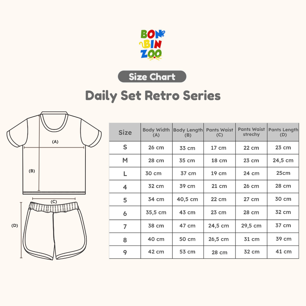 BONBINZOO DAILY SET RETRO SERIES USIA 1-9 TAHUN