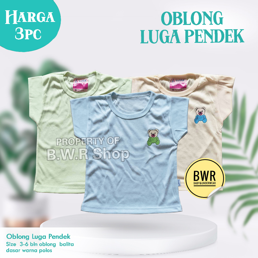 [ 3pc ] Kaos Oblong Anak Luga PENDEK / 1 - 2 Tahunan Kaos Anak Unisex || Bwr