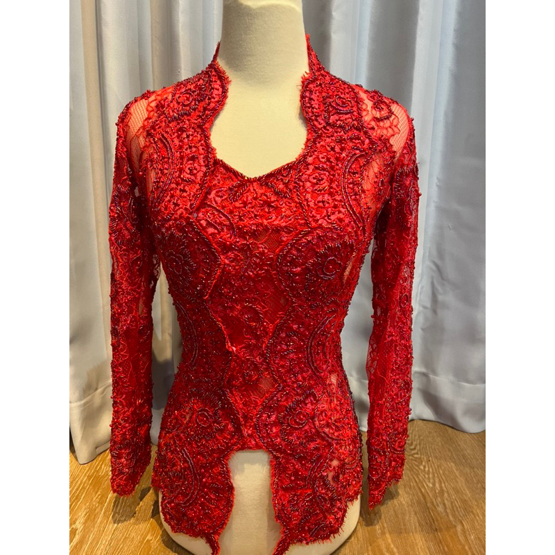 kebaya full payet warna merah