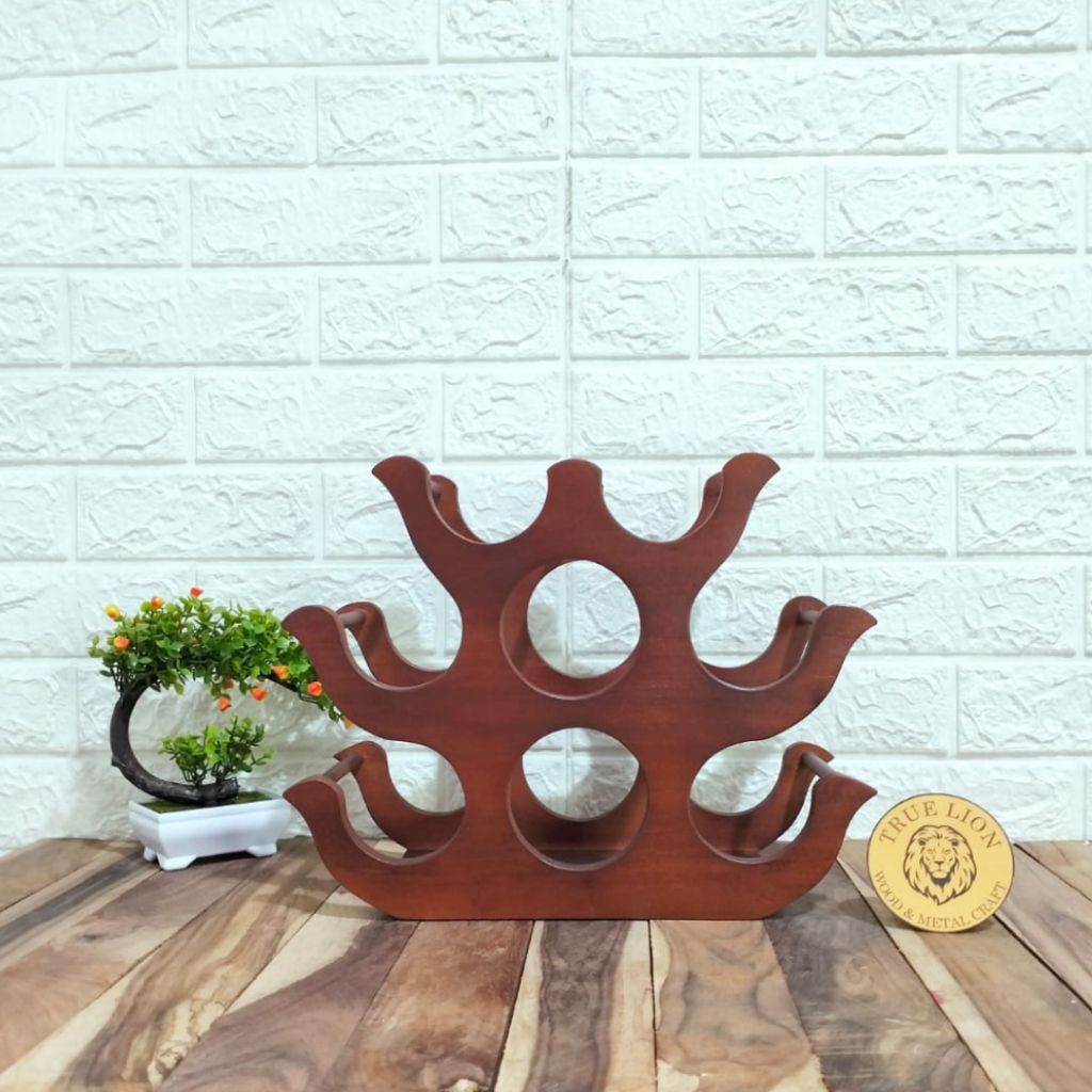 RAK BOTOL 8 BOTOL MINUMAN RAK KAYU MAHONI