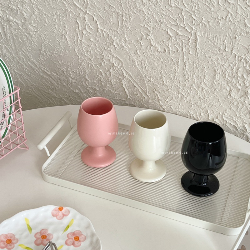 

2Xbtygneal Sakha Snack ) [Minihome] Abby Glass Gelas Kopi Aesthetic Korea Minimalis High Neck Wine