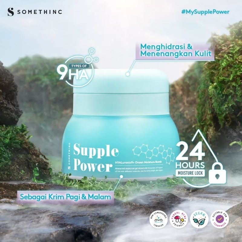 SOMETHINC Supple Power Hyaluronic9+Onsen Moisture Bomb Gel - Krim Pagi dan Malam (Kulit Sensitif) 50ml