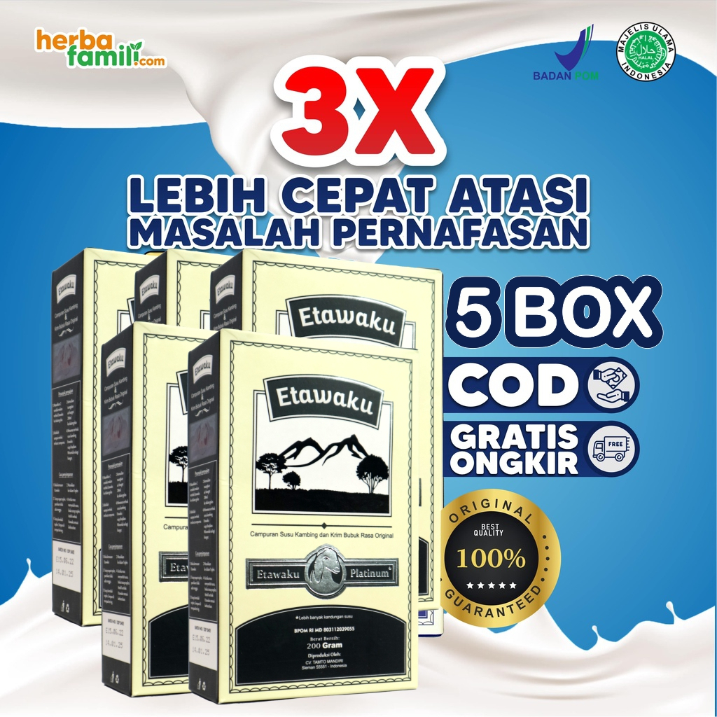 

ETAWAKU PLATINUM 5 BOX SUSU KAMBING ETAWA TUNTASKAN SESAK NAFAS PERKUAT TULANG DAN SENDI