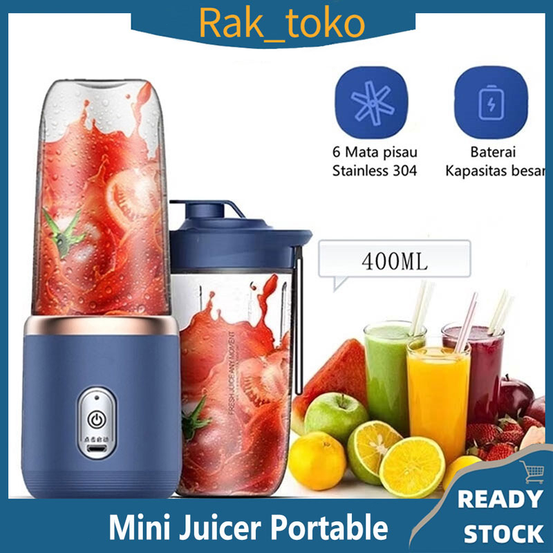 Portable Mini Juice Blender Mini Mixer Ice Crusher 6 Pisau Juicer Portable Usb Pembuat Jus Elektrik Rechargeable