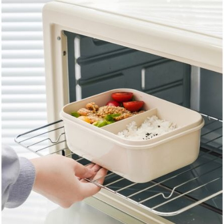 Kotak Makan Lunchbox Gandum 3 Grid 1200 ml Lunchbox Sekat / Kotak Bekal 3 Sekat Gandum Import