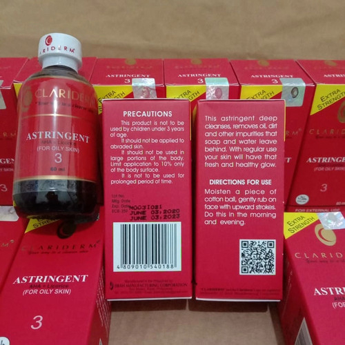 Clariderm Astringent No 3 60ML GRATIS 1 PCS (bungkus) KAPAS