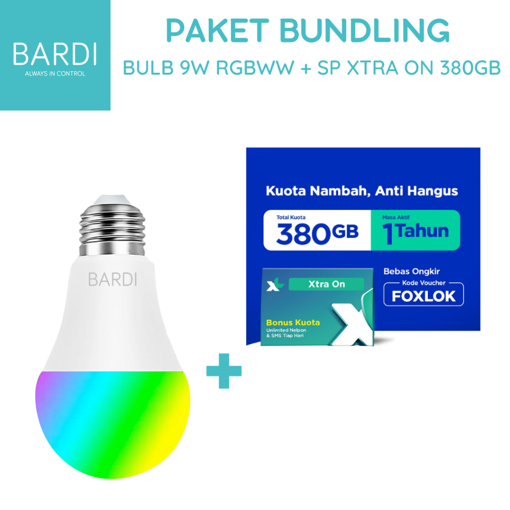 Bundling Smart LED 9W RBG WW + XL Perdana Xtra ON 380GB 1 Tahun