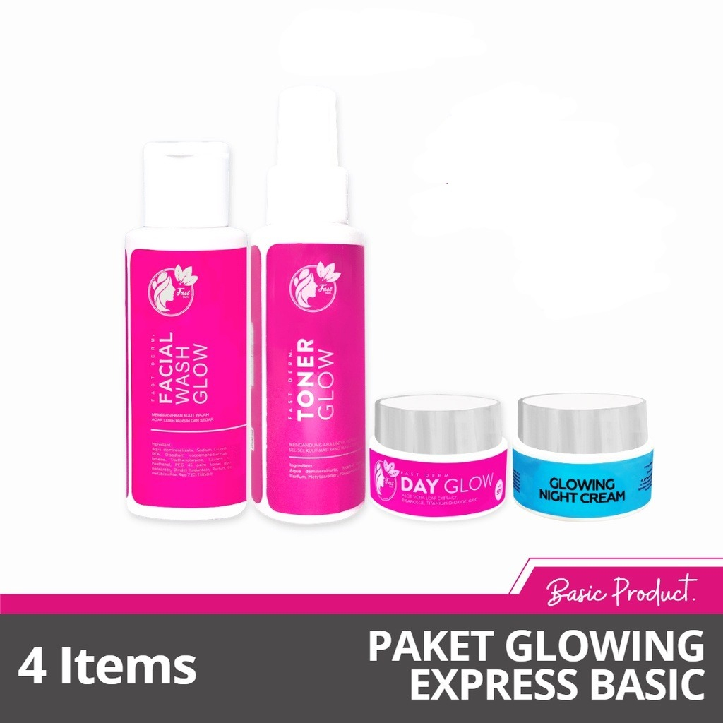 Fast Derm Paket Glowing Express Basic - Skincare Fastderm Original - Mencerahkan Lebih Cepat - Bpom