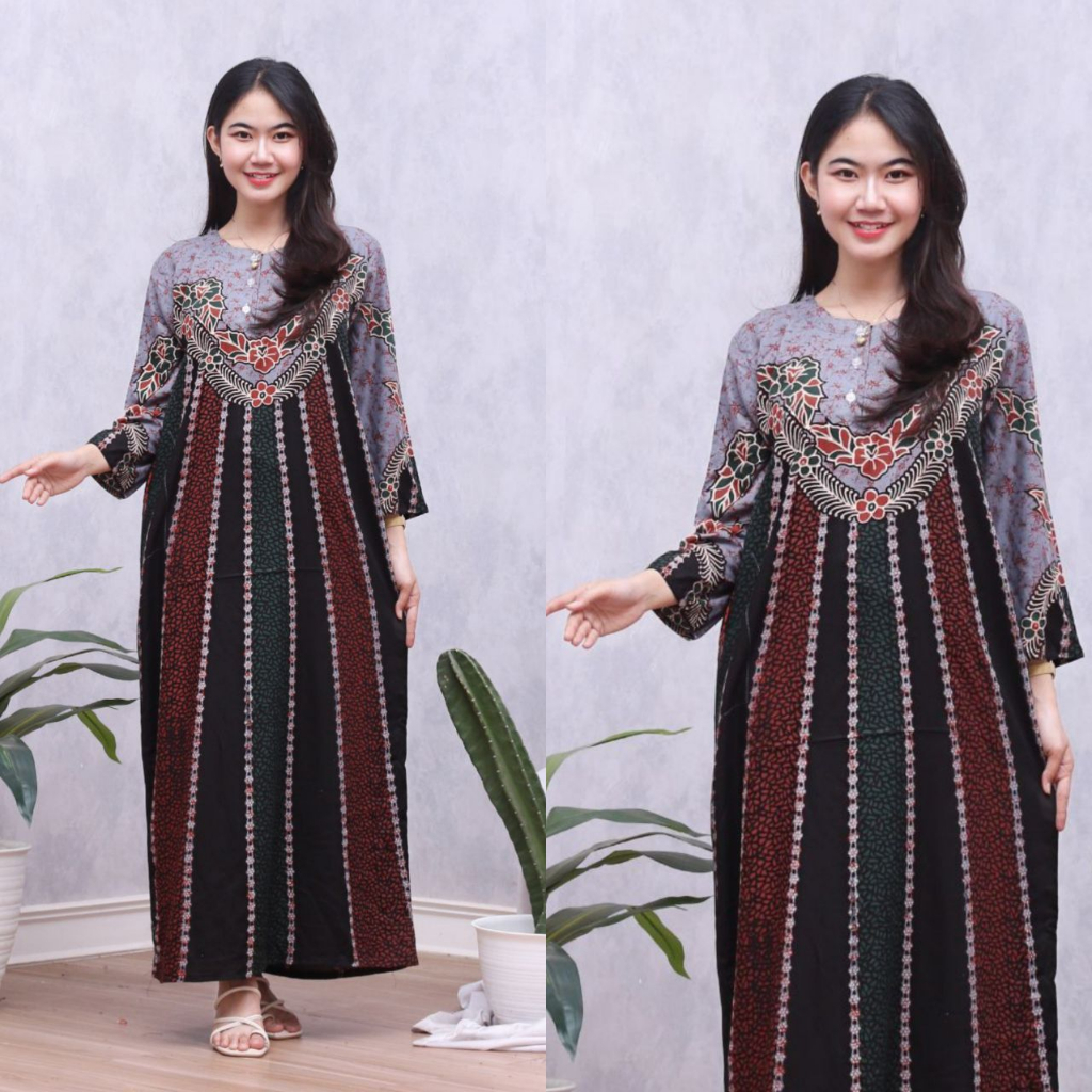 Jinja Parsela Dress Daster Panjang Nyaman Kekinian Bumil Busui Friendly 2J-0015