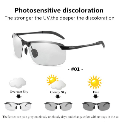 Kacamata Fashion Kacamata Photochromic Hitam Frame Polarized Siang Malam