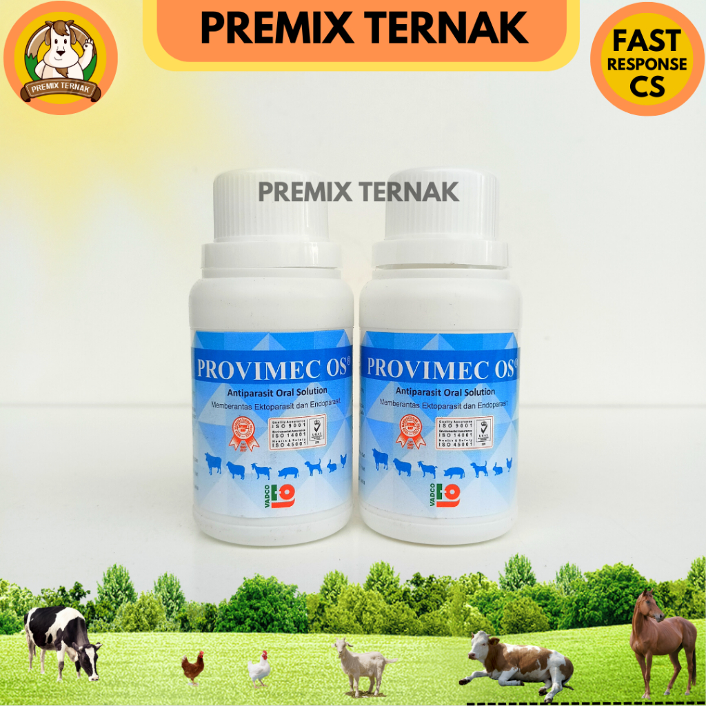 PROVIMEC OS 100mL - (Obat cacing + Obat Anti Parasit Hewan) - ORAL SOLUTION - Mirip Kpromec oral intermectin Oral