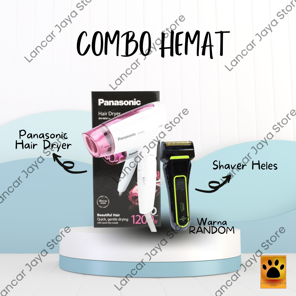 PAKET MURAH!! Bundling Hair Dryer EH-ND21 + Shaver Heles HCL-901