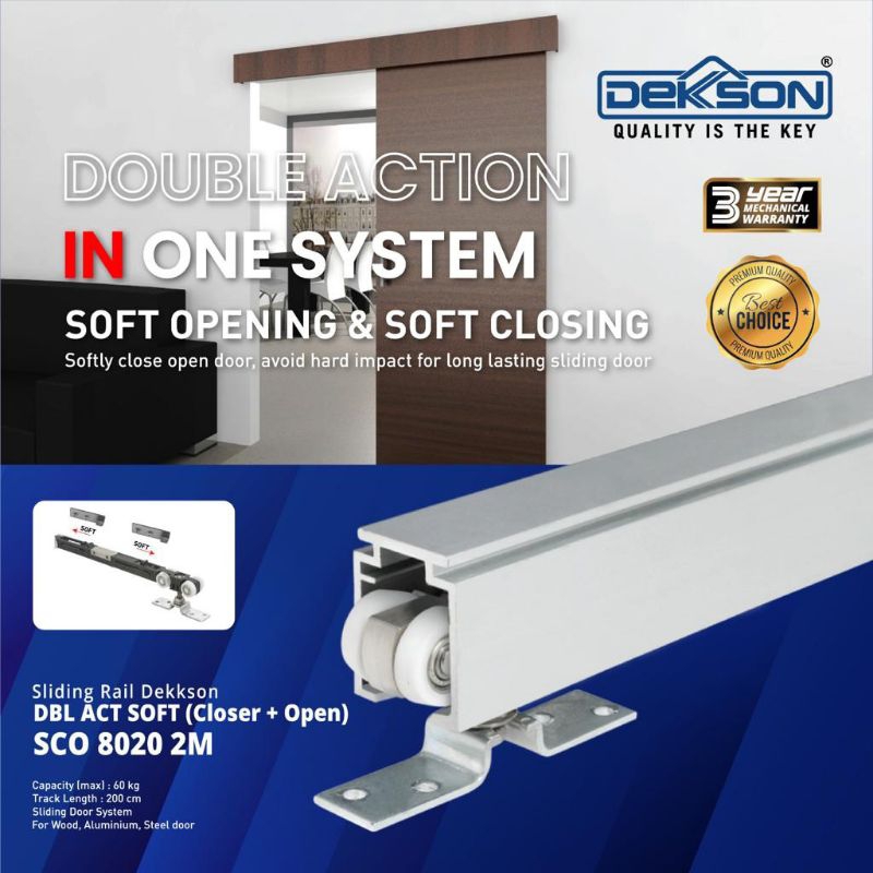 Rel Pintu Sliding Gantung Aluminium Dekkson Soft Opening Soft Closing