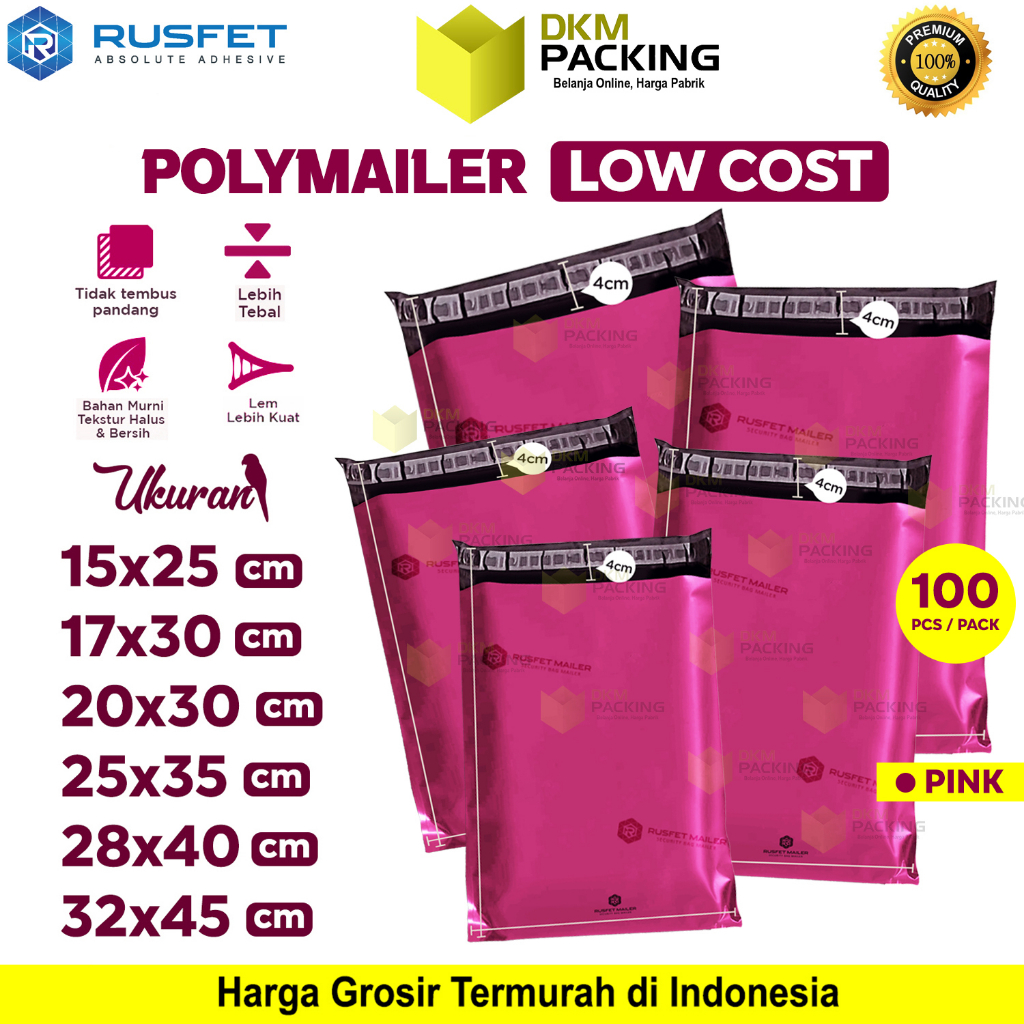 

Plastik Polymailer Pack PINK LOW COST Amplop Packing Polimailer Rusfet