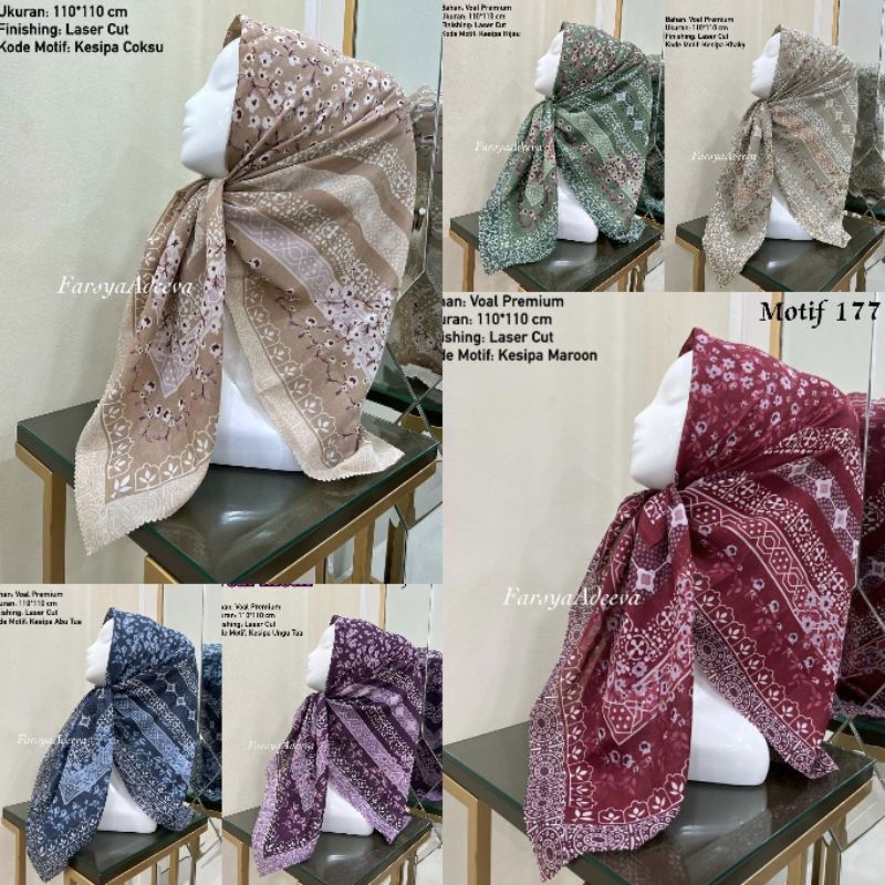 Hijab VOAL PREMIUM Motif 177 Jilbab Segiempat Motif Laser Cut