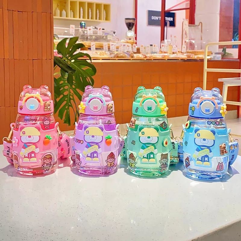 BOTOL MINUM ANAK SEKOLAH LUCU 600ML / BOTOL MINUM SEDOTAN