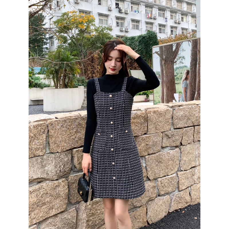 TWEED DRESS TERUSAN IMPORT WANITA NEW WINTER MX578