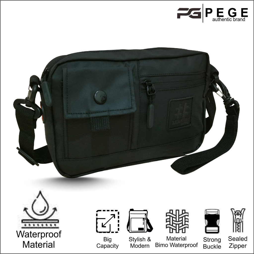 Tas Selempang Bahu 2in1 PEGE Shiroi Bahan Bimo Waterproof AntiAir Bisa Slempang Dan Pouch  - PG 8964