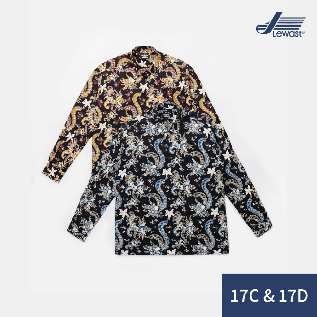 LEWAST Batik Modern Pria Kemeja Lengan Panjang & Pendek 17C 17D