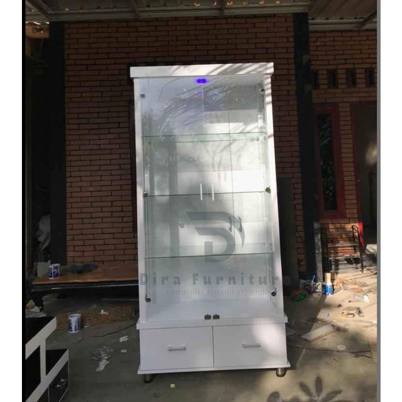 Lemari Kaca / Rak Kaca / Lemari Pajangan Kaca / Lemari Hijab Tas / Kabinet 2 Pintu