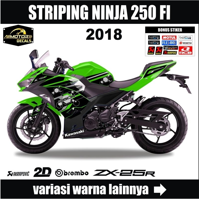 Striping Stiker Kawasaki Ninja 250 Fi 2018 / Decal Stiker Motor Ninja Fi 250 2018 Desain Abstrak Seg
