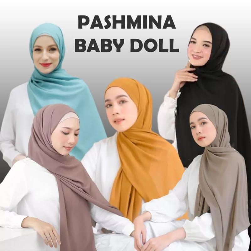 Jilbab Pashmina Ceruty Babydoll 180 x 75 Jahit Tepi High Quality - Kerudung Pasmina - Hijab Panjang Jilbab Ceruti