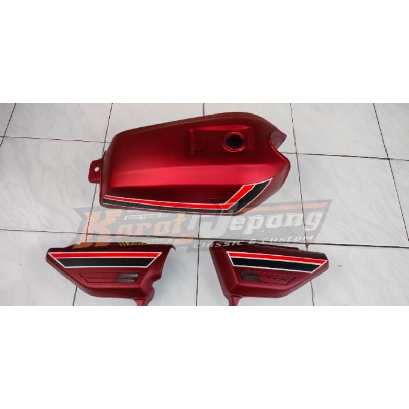Tangki honda gl100 merah maron doff Detail original bahan presisi