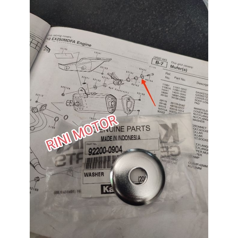 ring selencer knalpot Ninja 250fi old Ninja 250 fi old W175 original