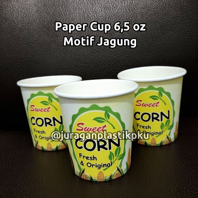 Paper Cup 6,5 oz Motif Jagung | Gelas Kertas Jasuke | 6 oz 6oz Motif Kuning Sweet Corn