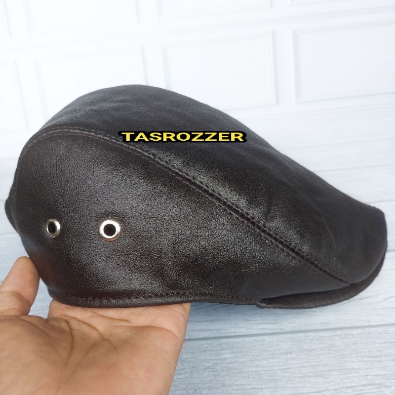 Topi pet kulit asli Garut | topi kodok kulit asli