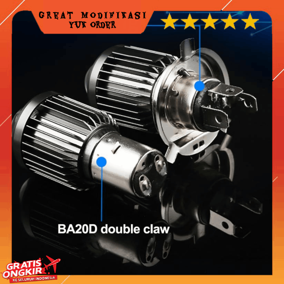 LAMPU LED H4 LASER HI LOO BEAM DUAL COLOURS M2 MERK AES ORIGINAL