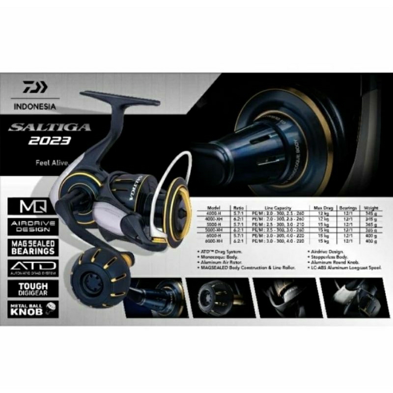 New Reel Daiwa Saltiga 2023 4000H/4000XH/5000H/5000XH/6000H/6000XH - Original