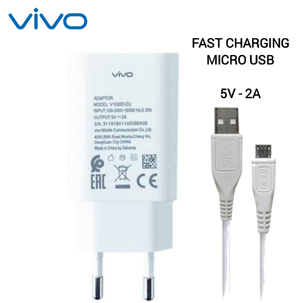 Charger Vivo Fast Charging Micro USB 2A 5V V1020D-EU Original