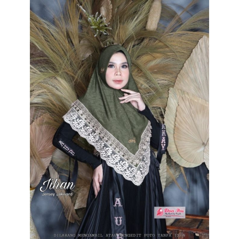 KHIMAR RENDA PRADA TILE DAUN ORI DOA IBU