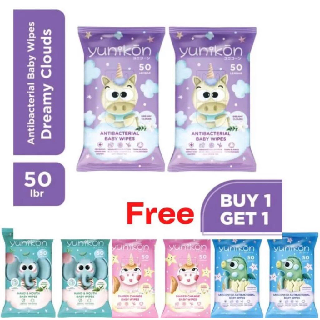 Beli 1 Gratis 1 Yunikon Baby Wipes Isi 50 pcs Tisu Basah Bayi Tissue Basah Multifungsi