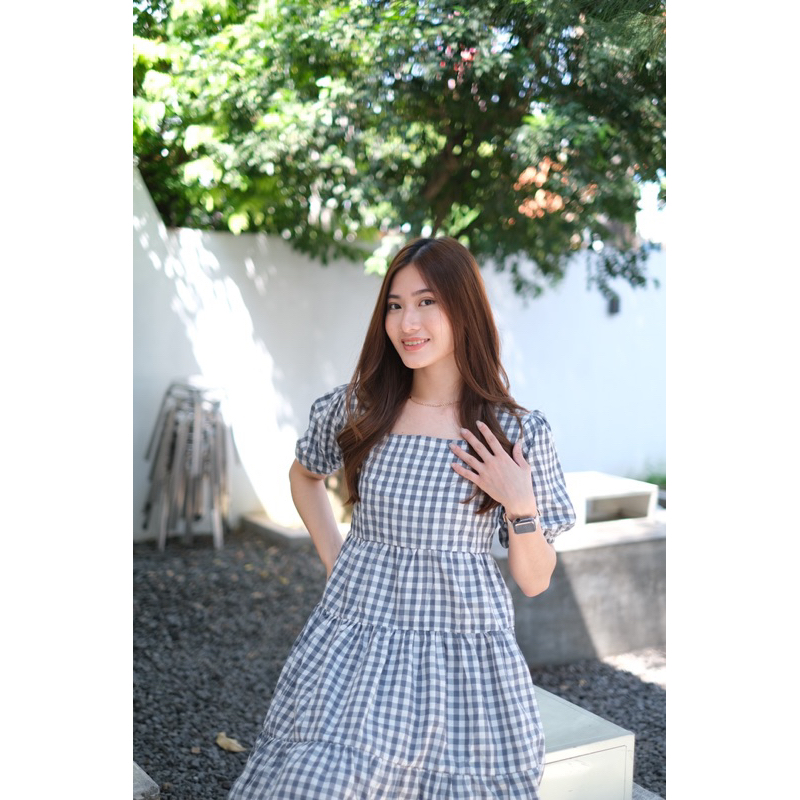 ERINA DRESS | Dress Kotak-Kotak ala Korea