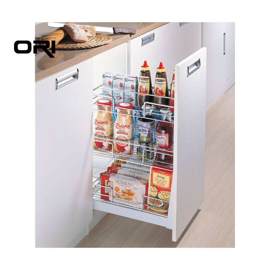Rak Piring Tarik, botol, bumbu, dan Gelas Chrome Steel / Rak Piring 3 susun / Rak kitchen set lemari