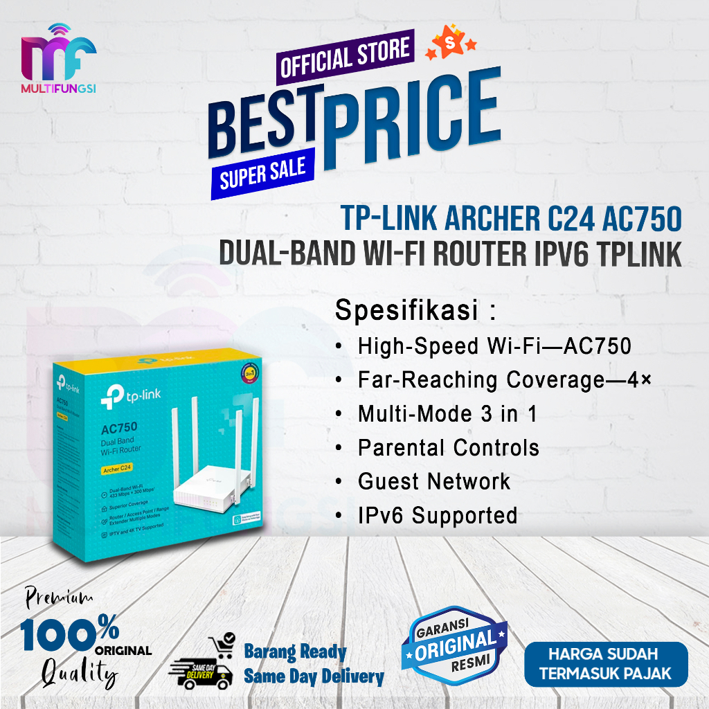 TP-LINK Archer C24 AC750 Dual-Band Wi-Fi Router IPv6 TPLINK